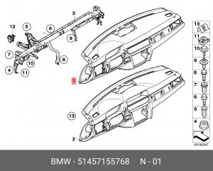 Облицовка панели приборов 51 45 7 155 768 BMW