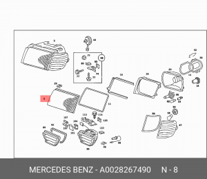 Рассеиватель света фонаря указателя поворотов A 002 826 74 90 MERCEDES BENZ