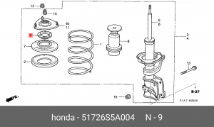 Подшипник опоры амортизатора подвески 51726-S5A-004 HONDA