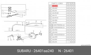 Главный тормозной цилиндр 26401AA240 SUBARU