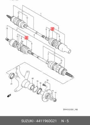 Комплект пылника, приводной вал 44119-60G21 SUZUKI
