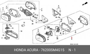 Наружное зеркало 76200SM4G15 HONDA