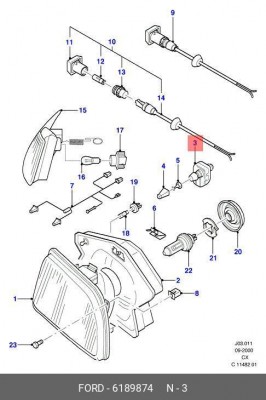 Регулировочный элемент, регулировка угла наклона фар 6 189 874 FORD