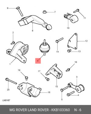 Кронштейн, подвеска двигателя KKB103360 MG ROVER LAND ROVER