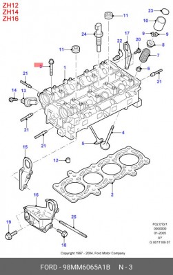 Болт головки цилидра 98MM-6065-A1B FORD