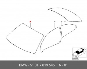Стекло ветровое 51 31 7 019 546 BMW
