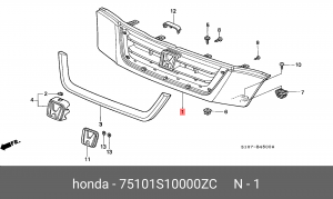 Решетка радиатора 75101S10000ZC HONDA