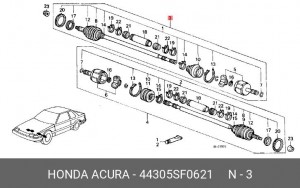 Шарнирный комплект, приводной вал 44305SF0621 HONDA