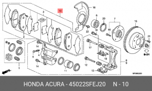 Комплект тормозных колодок, диско 45022SFEJ20 HONDA
