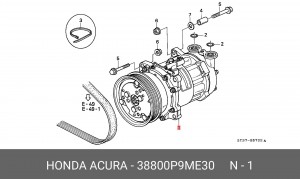 Компрессор, кондиционер 38800P9ME30 HONDA