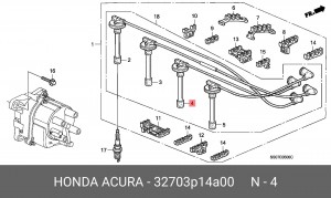 Ккомплект проводов зажигания 32703P14A00 HONDA