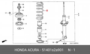 Пружина подвески 51401S2A901 HONDA