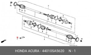 Шарнирный комплект, приводной вал 44010SA5620 HONDA
