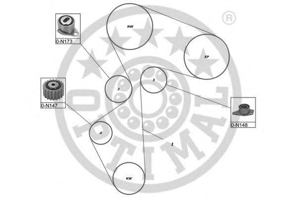 Комплект ремня ГРМ SK-1084 OPTIMAL