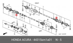 Комплект пылника, приводной вал 44315-SM1-A01 HONDA