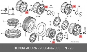 Гайка крепления колеса 90304SA7003 HONDA
