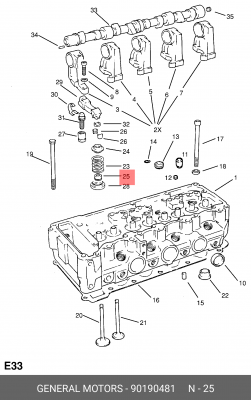 Уплотнительное кольцо, стержень кла 90190481 GENERAL MOTORS