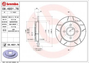 Тормозной диск 08.4931.76 BREMBO