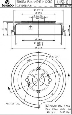 Тормозной барабан 14.4726.10 BREMBO