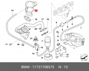 Клапан, насосная система дополнительного воздуха 11 72 1 708 575 BMW
