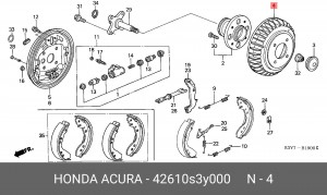 Барабан тормозной 42610S3Y000 HONDA