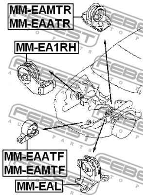 Подушка двигателя MM-EA1RH FEBEST