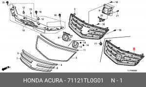 Решетка радиатора 71121TL0G01 HONDA
