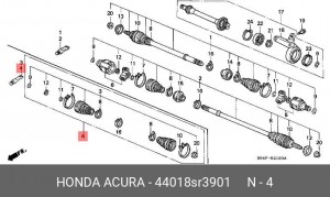 Комплект пылника, приводной вал 44018-SR3-901 HONDA