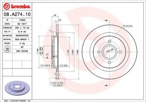Тормозной диск 08.A274.10 BREMBO