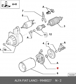 Кронштейн, угольная щетка 9948027 ALFA FIAT LANCIA