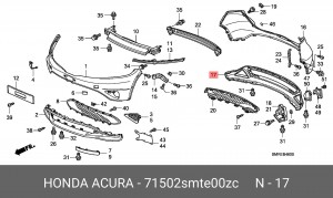 Накладка бампера 71502SMTE00ZC HONDA