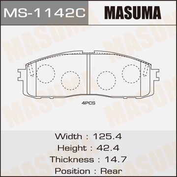 Колодки тормозные дисковые MS1142 MASUMA
