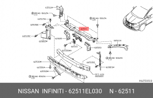 Планка поперечная суппорта радиатора 62511-EL030 NISSAN