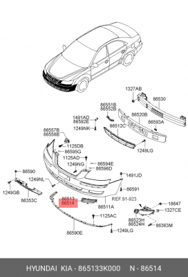 Накладка бампера 865133K000 HYUNDAI KIA