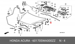 Петля - шарнир открывания капота 60170SWA000ZZ HONDA