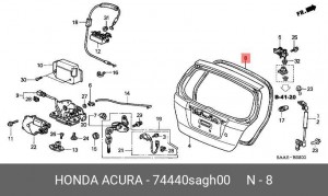 Уплотнитель крышки багажника 74440SAGH00 HONDA