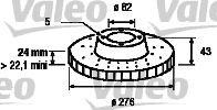 Тормозной диск 186709 VALEO PHC