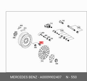Болт - шпилька крепления колеса A 000 990 24 07 MERCEDES BENZ