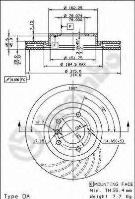 Тормозной диск 09593410 BREMBO