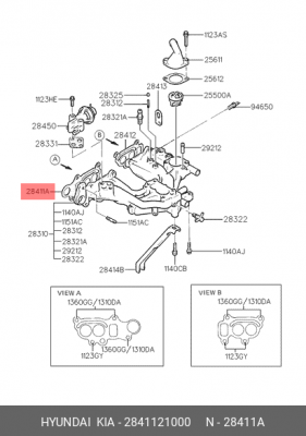 Прокладка, впускной коллектор 2841121000 HYUNDAI KIA