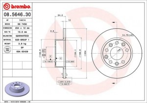 Тормозной диск 08.5646.30 BREMBO