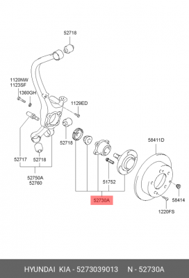 Подшипник ступицы колеса со ступицей (комплект) 5273039013 HYUNDAI KIA