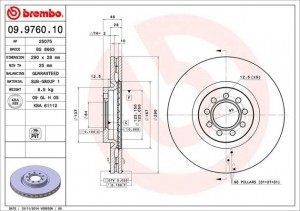 Тормозной диск 09.9760.10 BREMBO