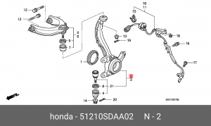 Кулак поворотный (комплект) 51210SDAA02 HONDA