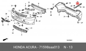 Кронштейн крепления бампера 71598SAA013 HONDA