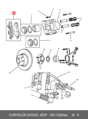 Комплект тормозных колодок, диско 5011069AA CHRYSLER