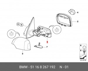 Зеркало заднего вида 51 16 8 267 192 BMW