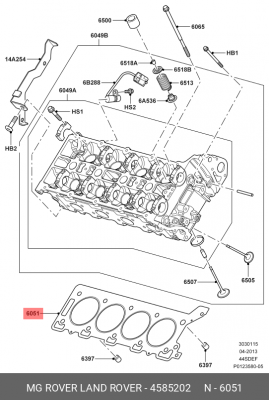 Прокладка, головка цилиндра 4585202 LAND ROVER