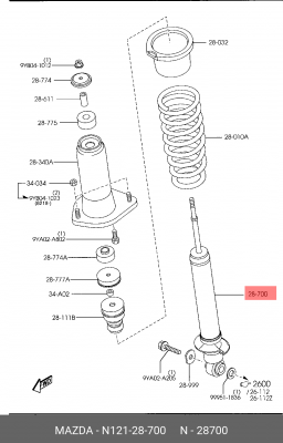 Амортизатор N12128700 MAZDA