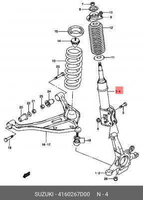 Амортизатор 4160267D00 SUZUKI
